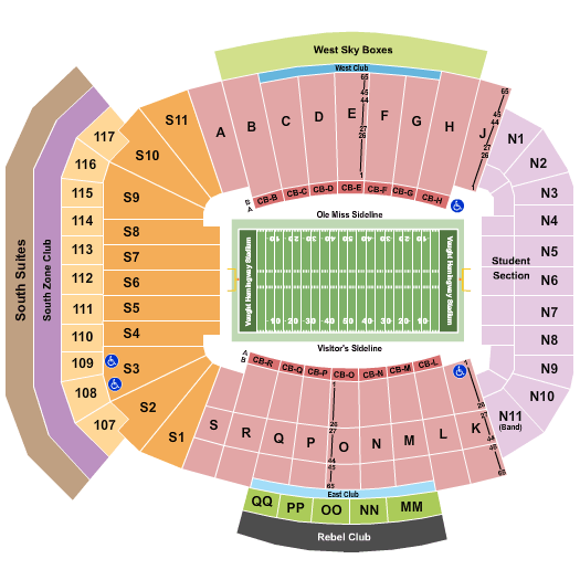 Vaught-Hemingway Stadium Seating Chart | Vaught-Hemingway Stadium ...